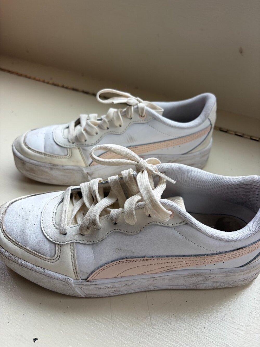 Puma Cali Court White Pink Leather Platform Sneakers Women's 8